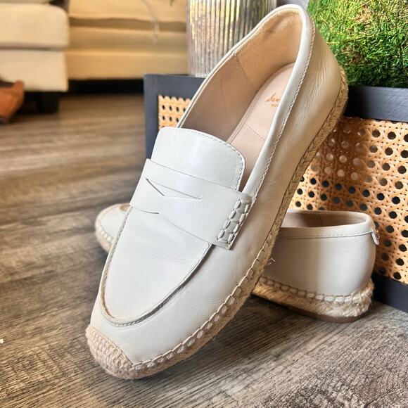 Sam Edelman Loafer Sz 10M Soft Ivory Leather Flat Casual Comfort Shoe Norm-core - Picture 15 of 15